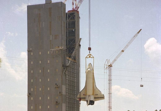 Enterprise being removed from the Dynamic Test Stand