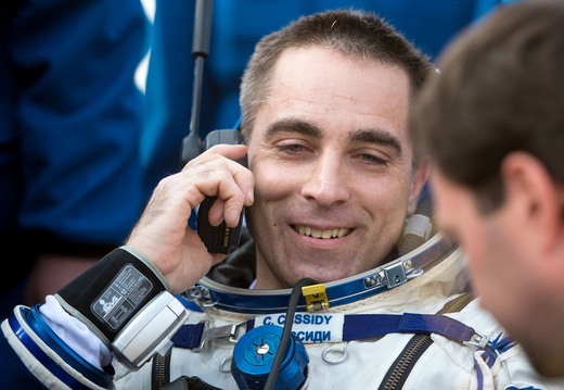 NASA astronaut Chris Cassidy is on the phone after landing in September of 2013 - 50505458308 5d2db21457 o