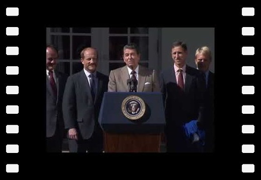 President Reagan congratulating STS 26 crew - 1988 footages